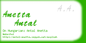 anetta antal business card